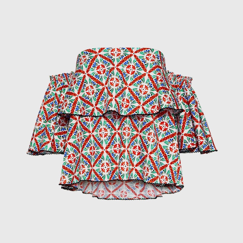 Caroline Constas Multicolor Off-Shoulder Blouse Size XS